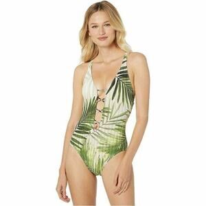 Vince Camuto Fern Green Cutout Strappy One Piece Swimsuit 4 NEW